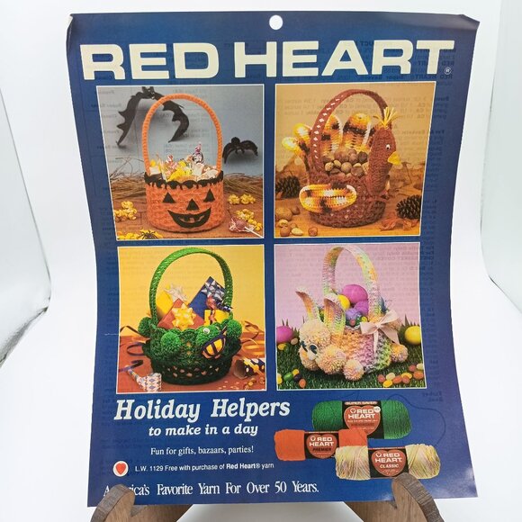 Vintage Red Heart Crochet Pattern and Instructions, Holiday Helpers 1990s Leafle - Picture 1 of 1